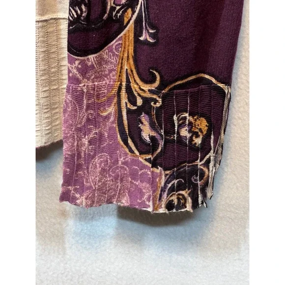 Chicos Paisley Open Front Cardigan Sweater Purple Women Size 2 - Picture 8 of 9